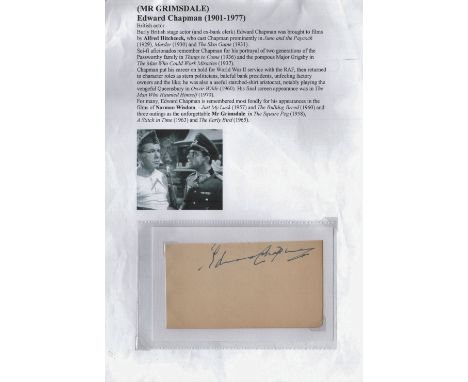 Edward Chapman signed 5x3 Album Page. Chapman, was an English actor who starred in many films and television programmes, but 