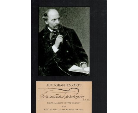 Friedrich Spielhagen 12x8 overall mounted signature piece includes signed page and superb vintage black and white photo. Frie