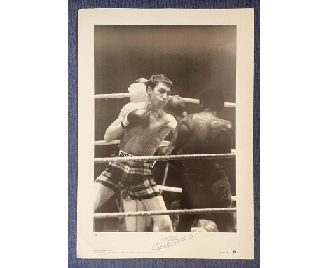 Boxing Ken Buchanan signed 23x17 World Champion Series Big Blue Tube black and white print limited edition 390/500. Good cond
