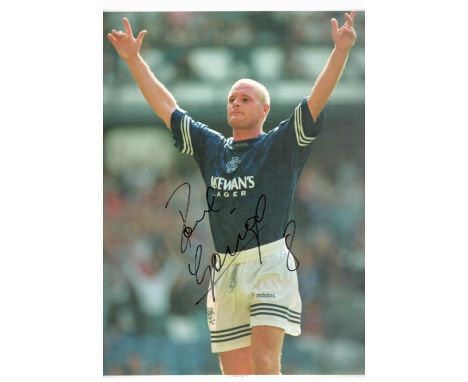 Football Paul Gascoigne signed 16x12 colour photo pictured during his playing days with Glasgow Rangers. Good condition. All 