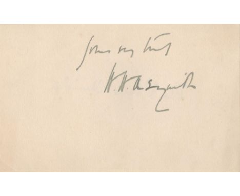 Herbert Henry Asquith, 1st Earl of Oxford and Asquith signed 5x3 page. Herbert Henry Asquith, 1st Earl of Oxford and Asquith,