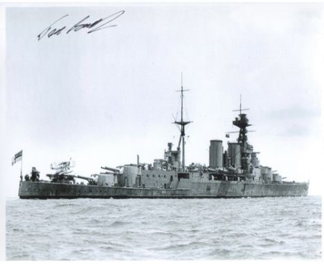 HMS Hood. 8x10 inch photo hand signed by Ted Briggs, who at the time of signing was the last living of only three men to surv