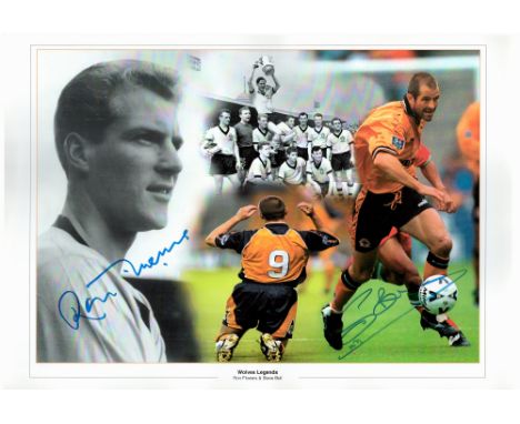 Football Ron Flowers and Steve Bull signed 16x12 Wolves Legends colour montage print. Good condition. All autographs come wit