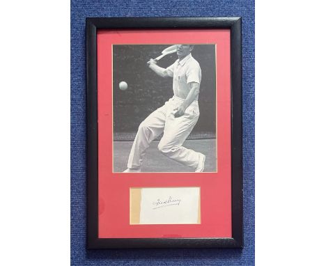 Fred Perry 17x11 mounted and framed signature display includes a signed album page and black and white of the British Tennis 