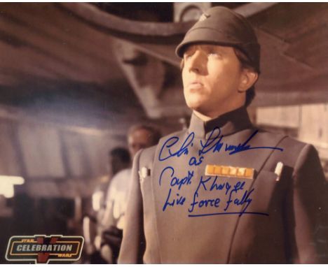 Star Wars 8x10 photo signed by the recently deceased actor Christopher Muncke who played Captain Khurgee. Good condition. All
