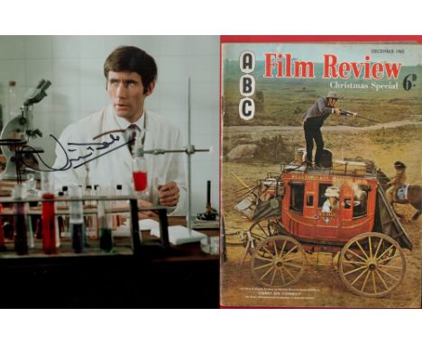 Jim Dale signed 10x8 colour photo and a vintage Film Review Magazine December 1965 featuring Carry on Cowboy. Good condition.