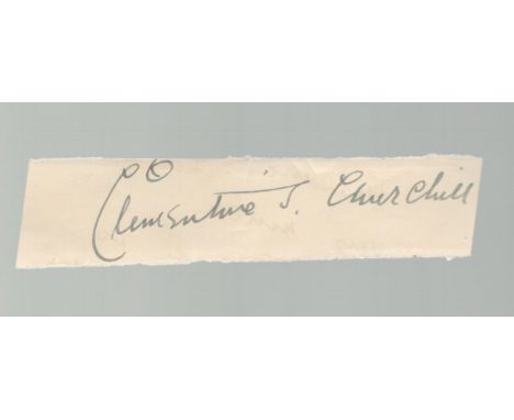 Clementine Churchill signed 5x2 approx Album page cutting. Clementine Ogilvy Spencer Churchill, Baroness Spencer Churchill, G