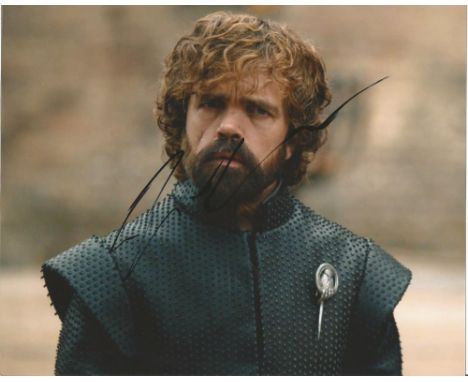 Actor Peter Dinklage signed 10x8 colour photo from the set of HBO television series Game of Thrones. Peter Hayden Dinklage is