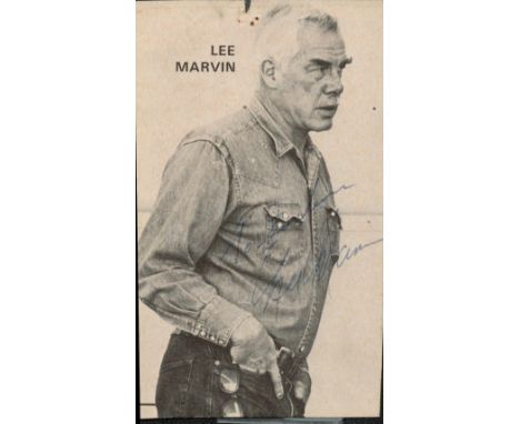 Lee Marvin signed 5x3 black and white photo card. Lee Marvin (February 19, 1924 – August 29, 1987) was an American film and t