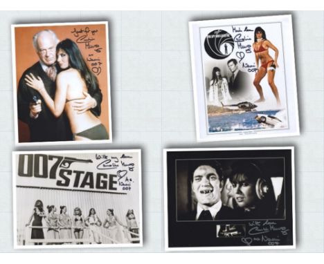 007 James Bond. Collection of four 8x10 photos from The Spy Who Loved Me, each signed by Bond girl Caroline Munro. Good condi