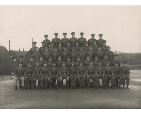 WWII, Training Regiment multi signed black and white vintage photograph. Signed on the reverse by Training Regiment groups an