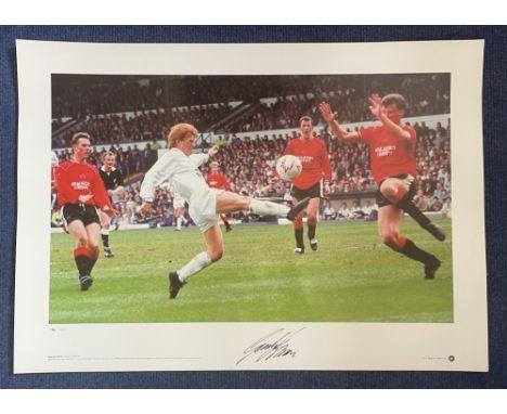 Football Gordon Strachan signed 23x17 Legends Series Big Blue Tube pictured playing for Leeds United in 1990 limited edition 