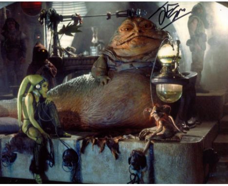 Star Wars 8x10 photo from Return of the Jedi, signed by John Coppinger, the puppeteer who gave life to Jabba the Hutt, one of