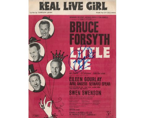 Bruce Forsyth (1928 2017) Entertainer Signed Vintage Real Live Girl Sheet Music. Good condition. All autographs come with a C