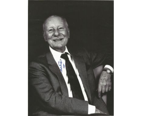 Actor John Gielgud signed 10x8 black and white image glued to card, with visible creases. Sir Arthur John Gielgud was an Engl