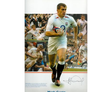 Rugby Union Mark Cueto signed 18x14 colour Big Blue Tube montage print. Good condition. All autographs come with a Certificat