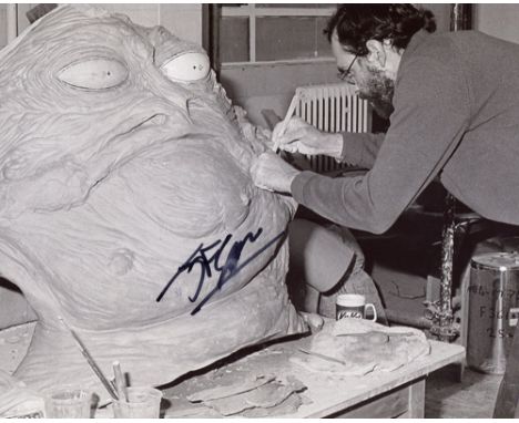 Star Wars 8x10 photo from Return of the Jedi, signed by John Coppinger, the puppeteer who gave life to Jabba the Hutt, one of