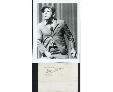 Norman Wisdom signed 6x4 album page complete with 9x6 black and white photo print. Good condition. All autographs come with a