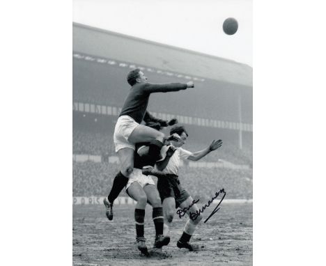 Autographed Dave Dunmore 12 X 8 Photo B/W, Depicting A Superb Image Showing Dunmore Of Tottenham Being Beaten To The Ball By 