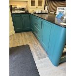 Dark Quartz kitchen worktop, dark green 3 door, 3 drawer kitchen unit/ breakfast bar (2700 x 880 x