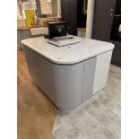 Ammonite Carrara topped ex display kitchen island comprising 1000mm base unit, 600mm base unit, four