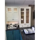 Corner pantry unit, 1000 x 1000mm, one tall larder unit, 350mm, one 800mm wall unit, 2-door, 2-