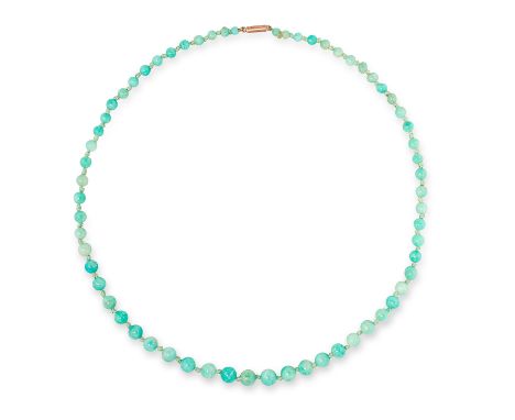 A JADE BEAD NECKLACE comprising of a single row of graduated jade beads, 46cm, 13.0g. 