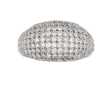 A 1.50 CARAT DIAMOND BOMBE RING set with approximately 1.50 carats of round modern brilliant cut diamonds, size M / 6.5, 7.4g