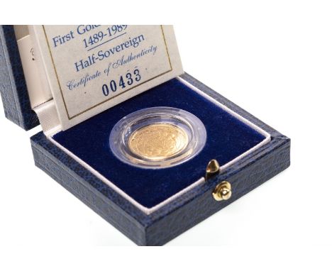 GOLD PROOF HALF SOVEREIGN 500TH ANNIVERSARY OF THE FIRST GOLD SOVEREIGN 1489-1989, in capsule, in box, with certificate