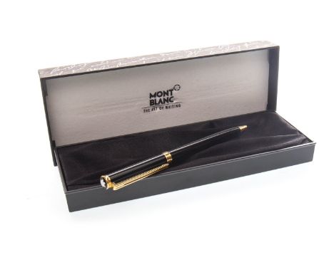 MONT BLANC RETRACTABLE BALLPOINT PEN, in black with gilt detail, with Mont Blanc logo to the lid terminal, with NOBLISSE OBLI