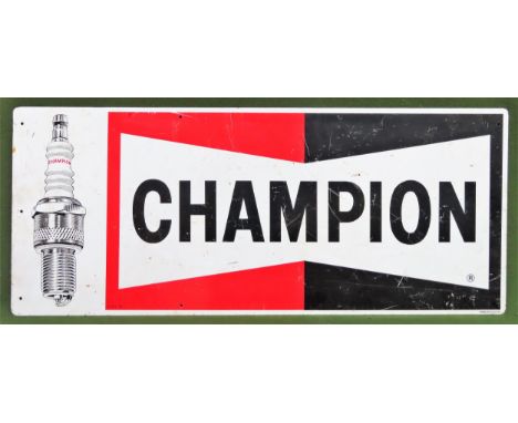 Champion Spark Plug aluminium advertising sign. Approx. 39 x 91.5cm

Used condition, wear to enamel 
