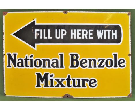 National Benzole Mixture enamel advertising sign. Approx. 61 x 91cm

Used condition, wear to enamel 