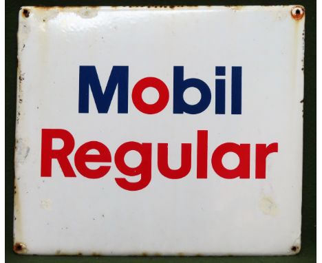 Mobil Regular vintage enamelled advertising sign. Approx. 30.5cms x 35cms

Used condition, wear to enamel 