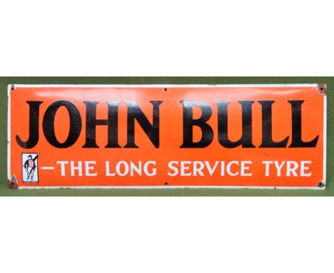John Bull The Long Service Tyre enamel advertising sign. Approx. 31 x 91cm

Used condition, wear to enamel 