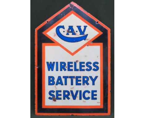 Cav double sided enamel advertising sign. Approx. 81 x 53cm

Used condition, wear to enamel 