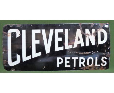 Cleveland Petrols large enamelled advertising sign. Approx. 54 x 120cm

Used condition, wear to enamel 