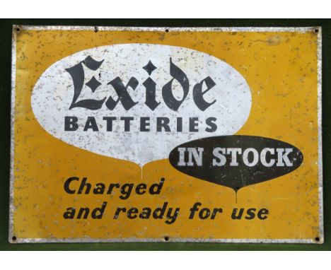 Exide Batteries aluminium advertising sign.

Used condition, wear to enamel 