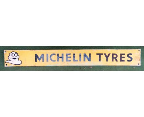 Michelin Tyres vintage advertising shelf strip. Approx. 6cm x 48cm

Used condition, wear to sign 