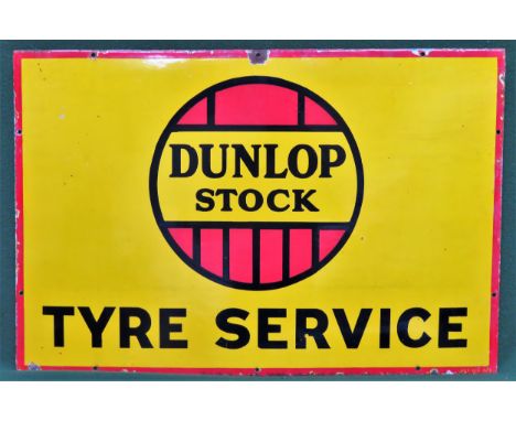 Dunlop Stock Tyre Service enamel advertising sign. Approx. 51 x 76cm

Used condition, wear to enamel 