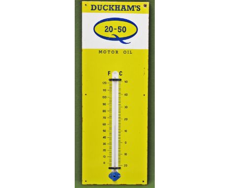 Duckhams motor oil themometer20-50 enamel advertising sign. Approx. 92 x 33cm

Used condition, wear to enamel 