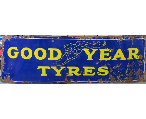 Large Good Years Tyres vintage enamelled advertising sign. Approx. 77cms x 245cms

Used condition, wear to enamel 