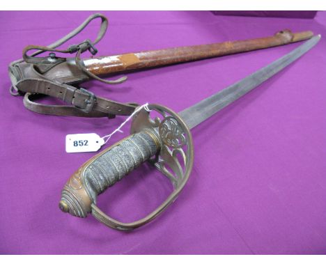 A Victorian Infantry Officers Sword, by Wilkinson, 83cm fullered etched blades with Royal Cypher, Royal Cypher to loop guard,