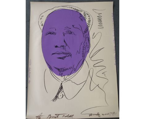 ANDY WARHOL (AMERICAN 1928-1987) MAO, 1974 Screenprint in colours on wallpaper, signed, dated and indistinctly inscribed, 101