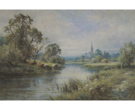 HENRY JOHN KINNAIRD (BRITISH FL. 1880-1920) THAMES NEAR READING; VIEW OF SALISBURY Watercolour and gouache, signed and inscri