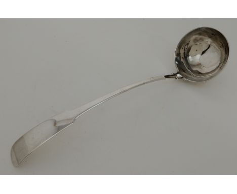 A SILVER SOUP LADLE by John Graham, Edinburgh circa 1805, fiddle pattern with blank terminal, 37cm long, 214gms Condition Rep