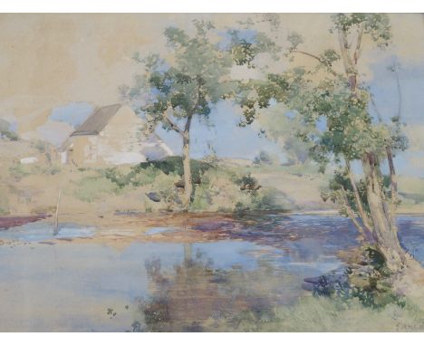 EDWARD ARTHUR WALTON RSA, PRSW, HRWS (SCOTTISH 1860-1922) THE BLUE RIVER Watercolour and gouache, signed, 54.5 x 73.5cm (21 1