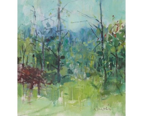 •GEORGE DEVLIN RSW (SCOTTISH 1937-2014) EARLY SUMMER Oil on canvas, signed, 43.5 x 40.5cm (17 x 16") The Macaulay Gallery lab