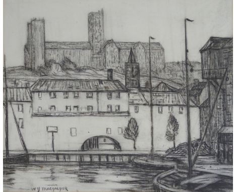 WILLIAM YORK MACGREGOR RSA, RSW (SCOTTISH 1855-1923) AT LINCOLN Charcoal on paper, signed, 29.5 x 34.5cm (11 1/2 x 13 1/2") T