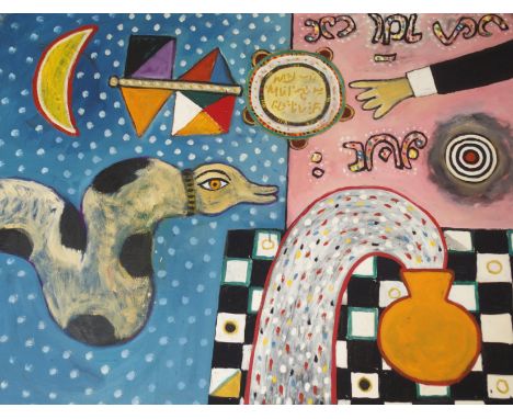 •ALAN DAVIE CBE, HRSW (SCOTTISH 1920-2014) SHAMAN'S DRUM NO. 3 Oil on canvas, signed, inscribed with title and dated May (19)