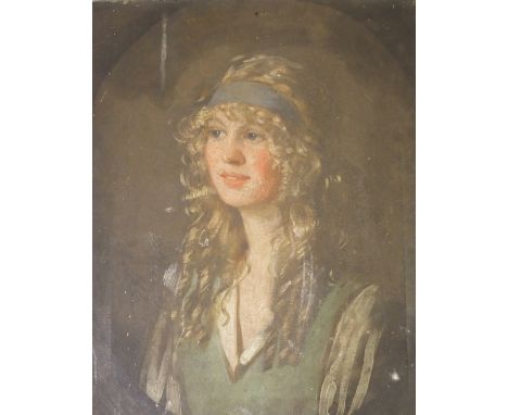 SCOTTISH SCHOOL (LATE 19TH CENTURY) PORTRAIT OF A YOUNG WOMAN Oil on canvas, 53 x 43cm (21 x 17") Condition Report: Stretcher